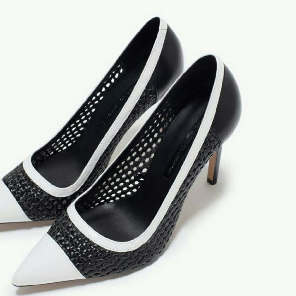 Zara braided two tones court shoes (2212)